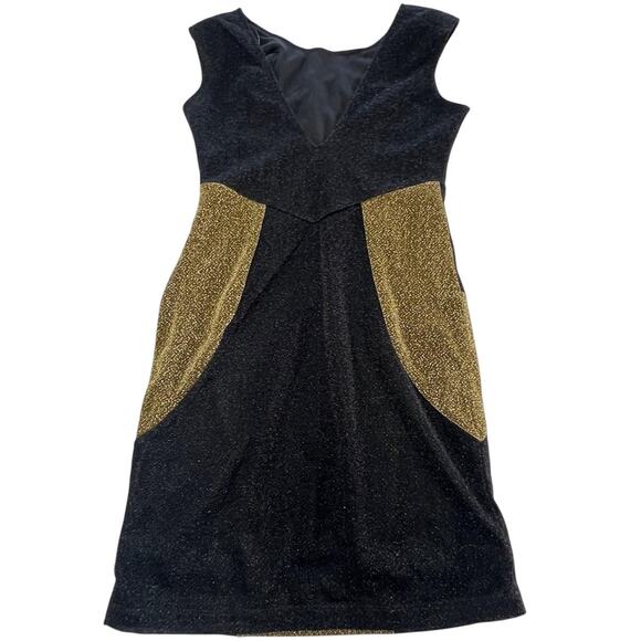 Motel Rocks Dress Womens Small Gold Colorblock Shimmer Sleeveless Party Mini - Picture 2 of 8